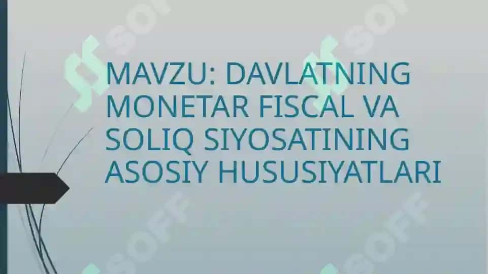 Davlatning fiskal, monetar va soliq siyosati 2