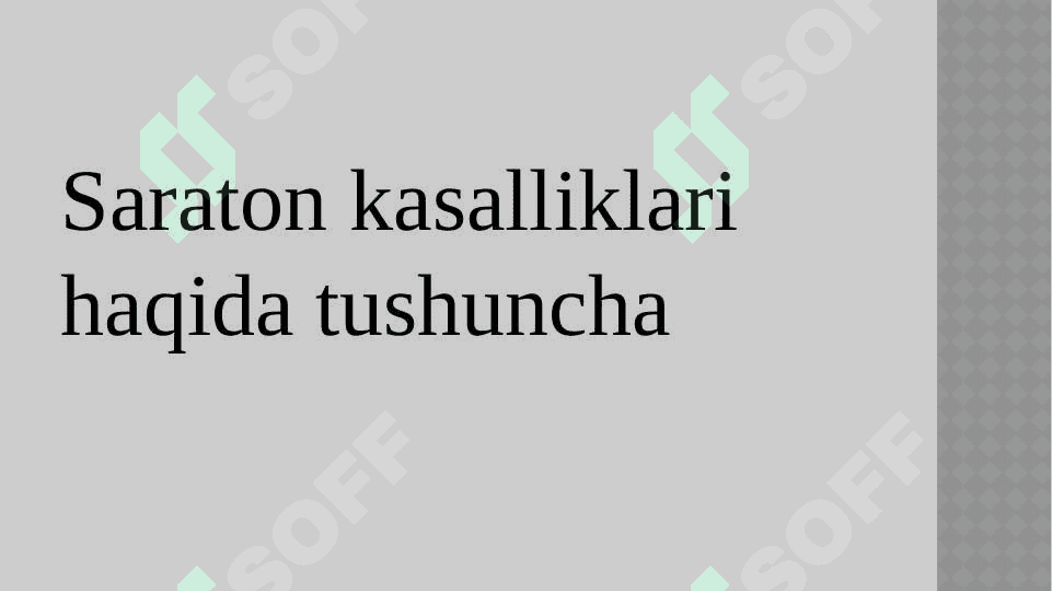 Saraton kasalliklari haqida tushuncha 2