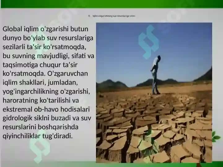 IQLIM OʻZGARISHI VA SUV RESURSLARI OʻRTASIDAGI BOGʻLIQLIK 8