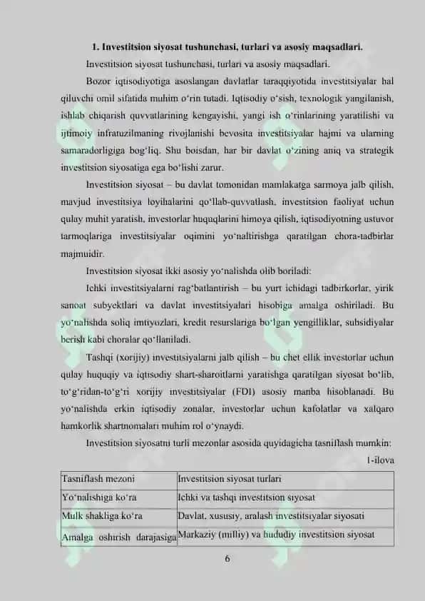 Davlatning tarkibiy tuzilmaviy va investitsion siyosati. 6