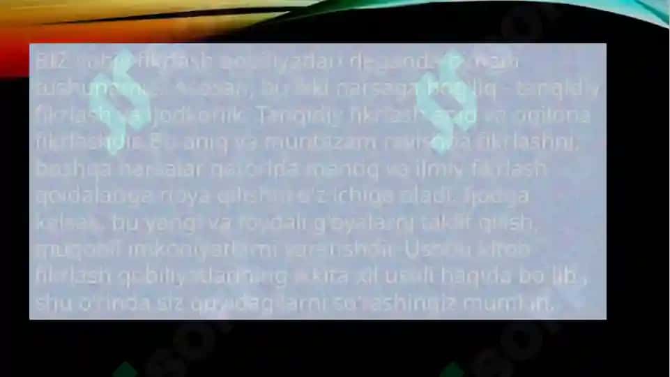 KREATIV VA  TANQIDIY  FIKRLASH XUSUSIYATLARI 4
