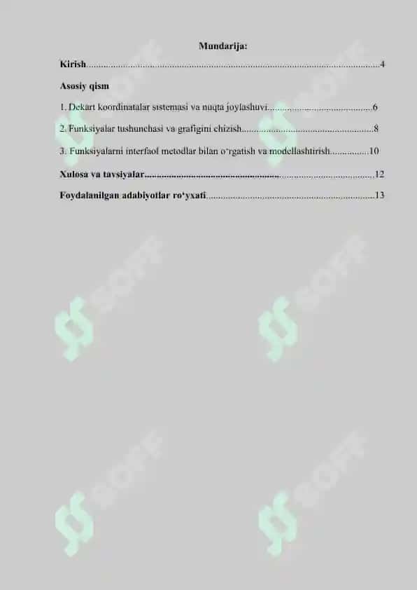 Matematika darslarida Dekart koordinatalar sistemasi va funksiyalar mavzusini o‘rgatishning interfaol usullari 3