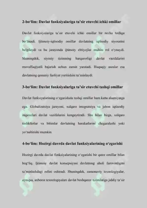 Davlat funksiyalarining rivojlanishi va o‘zgarishiga ta’sir etuvchi omillar 3