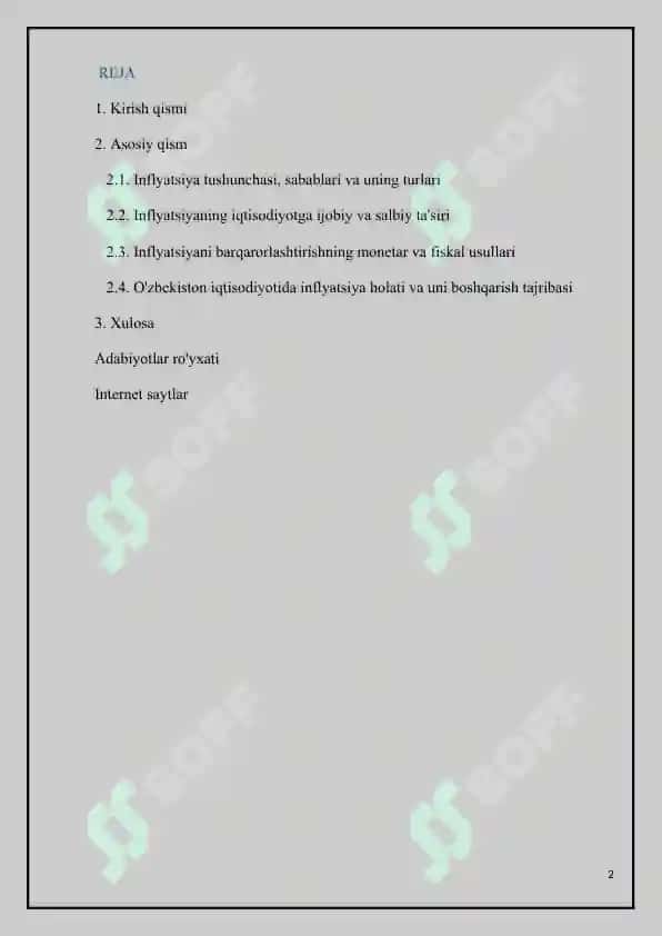 Inflyatsiyaning iqtisodiyotga ta'siri va uning barqarorlashtirish usullari 2