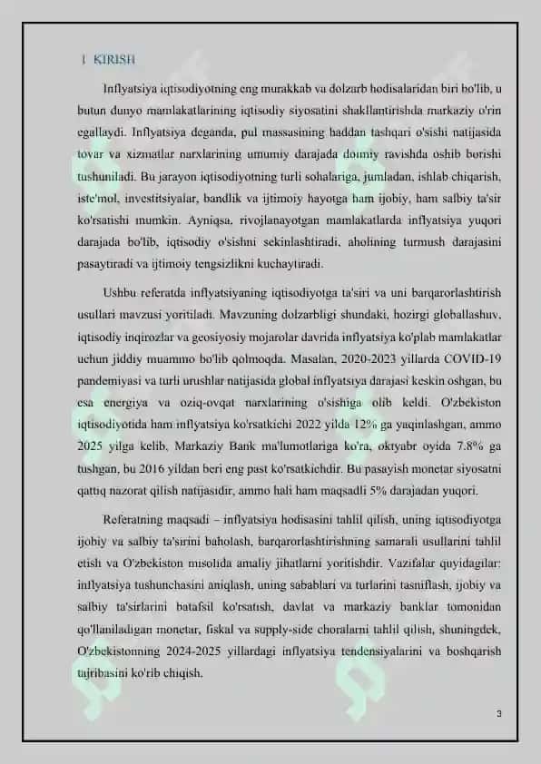 Inflyatsiyaning iqtisodiyotga ta'siri va uning barqarorlashtirish usullari 3