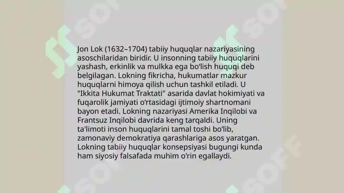 Jon Lokning siyosiy-huquqiy g’oyalari 5