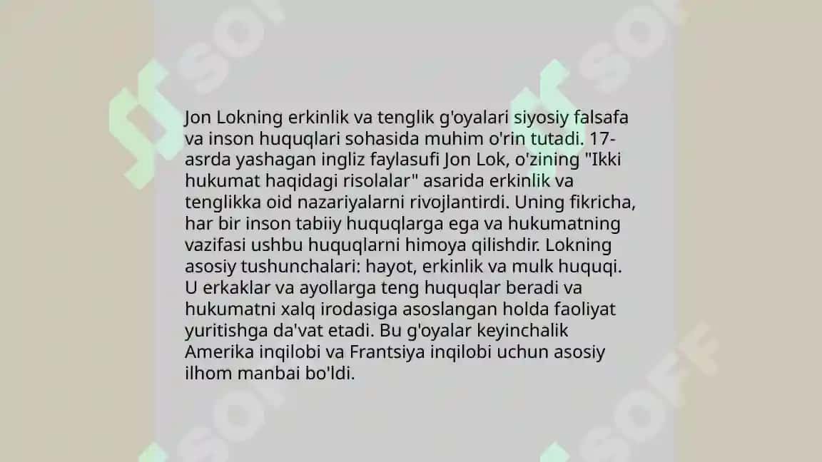 Jon Lokning siyosiy-huquqiy g’oyalari 6