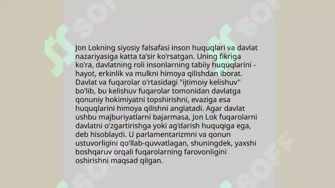 Jon Lokning siyosiy-huquqiy g’oyalari 7
