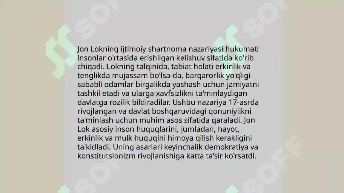 Jon Lokning siyosiy-huquqiy g’oyalari 8