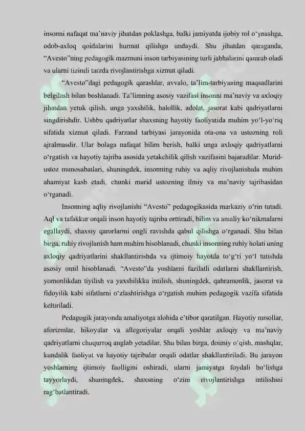 Avestodagi pedagogik qarashlar. Hadislarning tarbiyaviy ahamiyati 6
