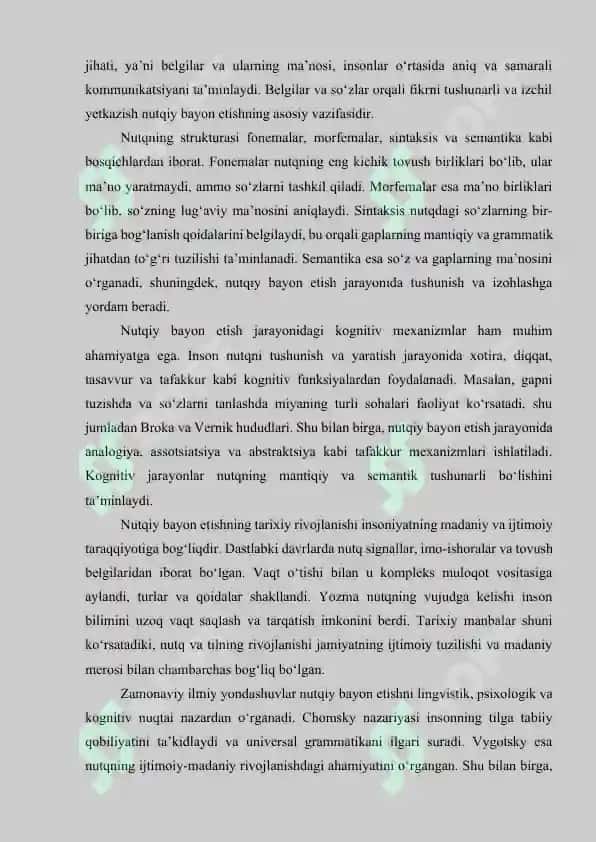 Nutqiy bayon etishning vujudga kelishi va tushunishli muammolari 5
