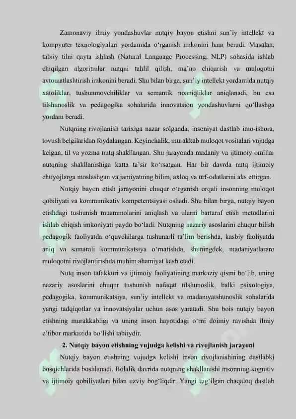 Nutqiy bayon etishning vujudga kelishi va tushunishli muammolari 8