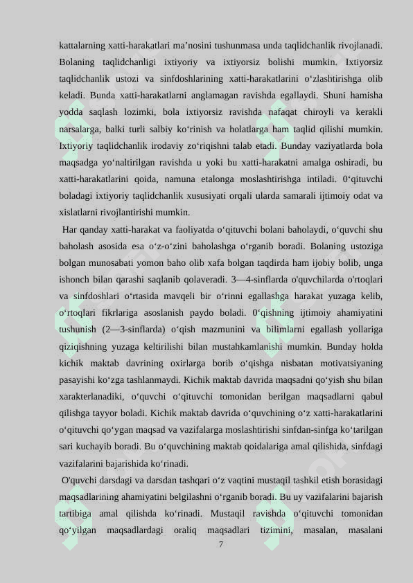 KICHIK MAKTAB YOSHI DAVRIDA PSIXIK RIVOJLANISH XUSUSIYATLAR 7