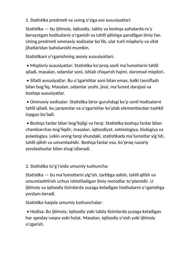 statistika yakuniy javoblar
