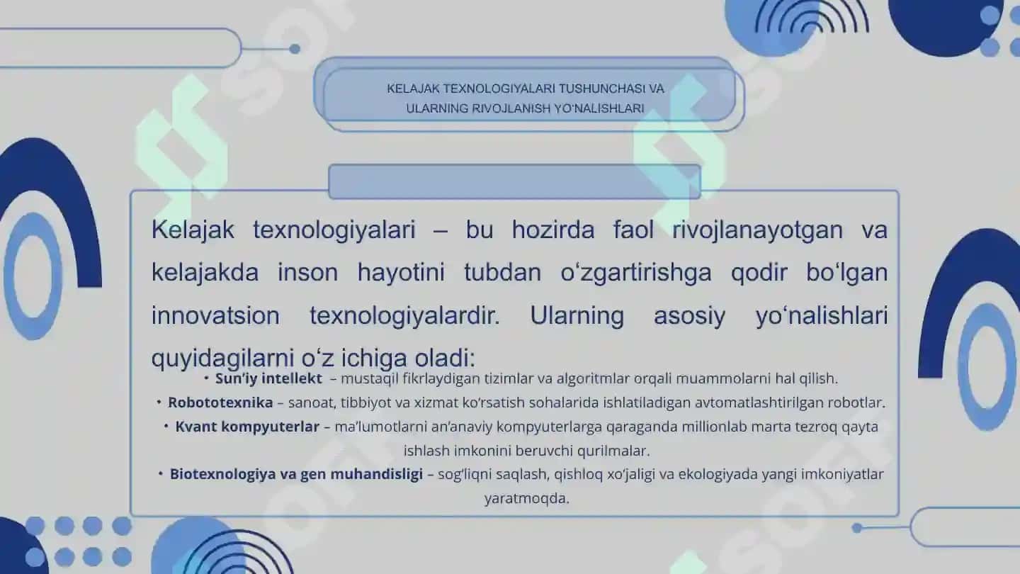 KELAJAK TEXNOLOGIYALARI VA RAQAMLASHTIRISH OQIBATLARI 4