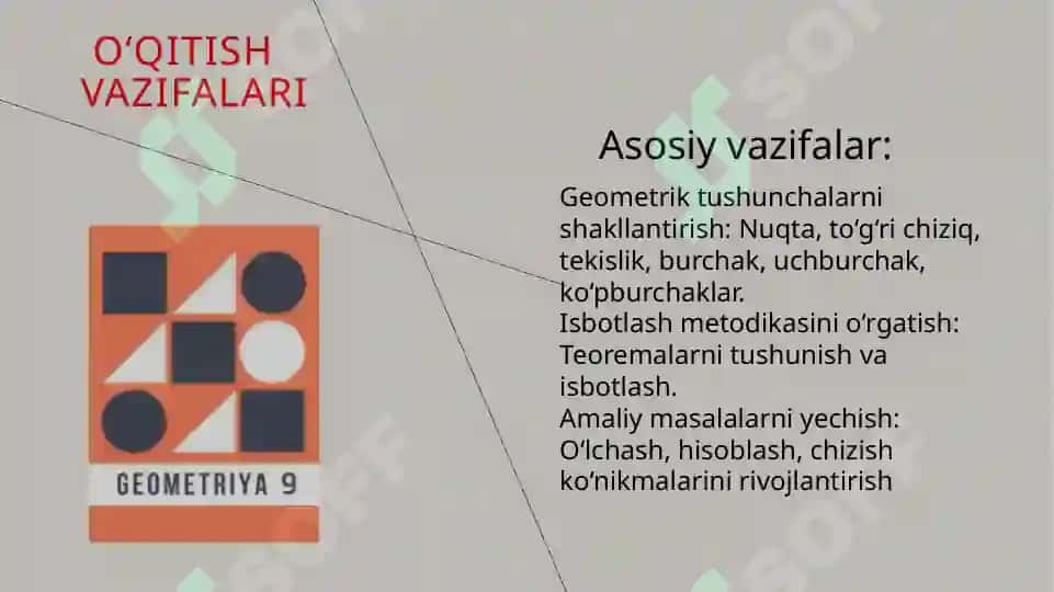 VII-IX sinflarda geometriya o’qitishning maqsadi, vazifasi va mazmuni 3