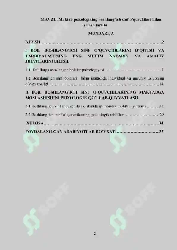 Maktab psixologining boshlang’ich sinf o’quvchilari bilan ishlash 2