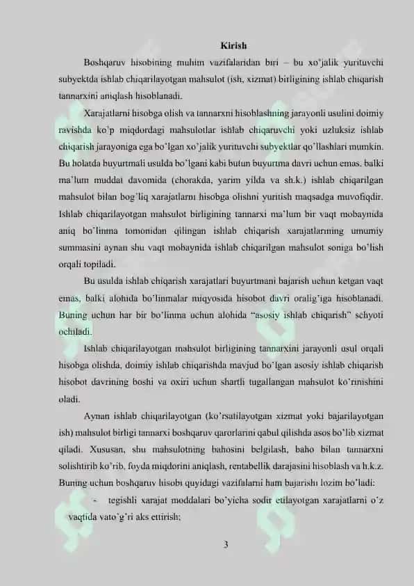 Maxsulot ichlab chiqarishdagi harajat (tannarx) 3
