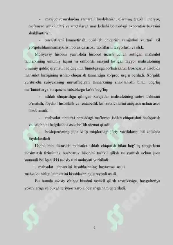 Maxsulot ichlab chiqarishdagi harajat (tannarx) 4