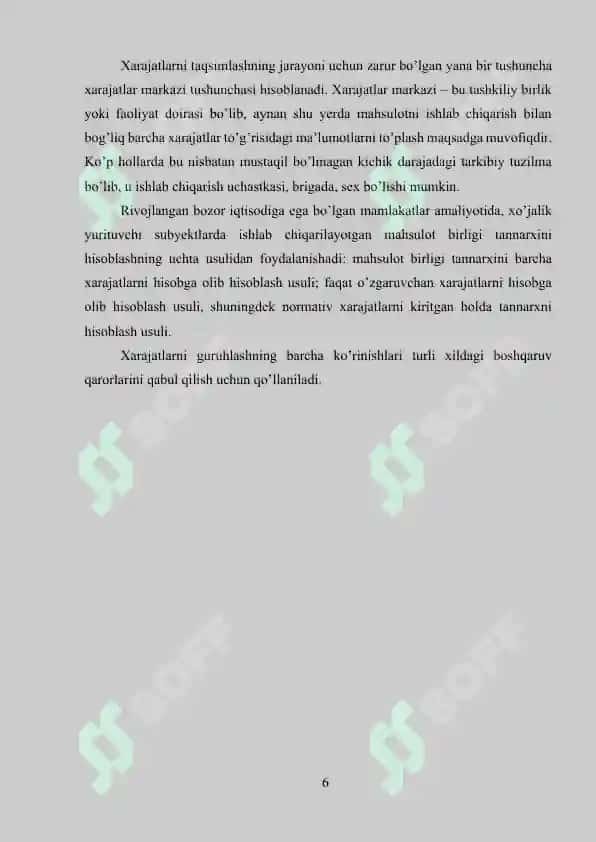 Maxsulot ichlab chiqarishdagi harajat (tannarx) 6