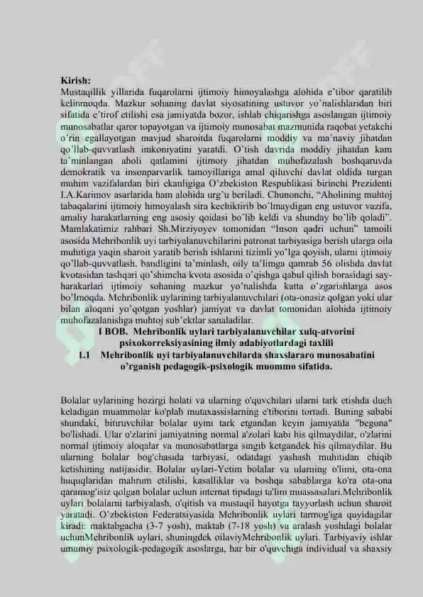 Mehribonlik uylari tarbiyalanuvchilar xulq-atvorini psixokorreksiyasi 3