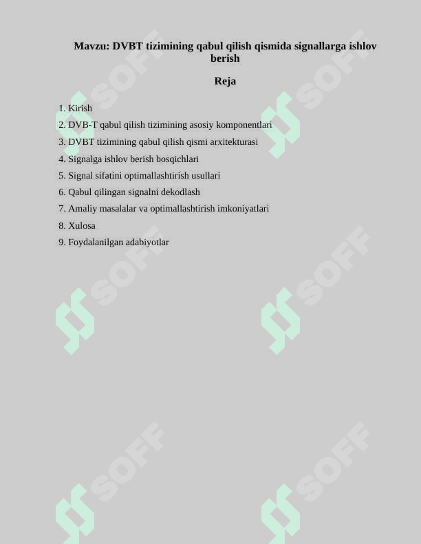 DVBT tizimining qabul qilish qismida signallarga ishlov berish 2
