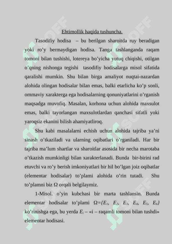 EHTIMOLLAR NAZARIYASI VA MATEMATIK STATISTIKA ELEMENTLARI.EHTIMOLLIK XOSSALARI.KOMBINATORIKANING ASOSIY FORMULALAR 2