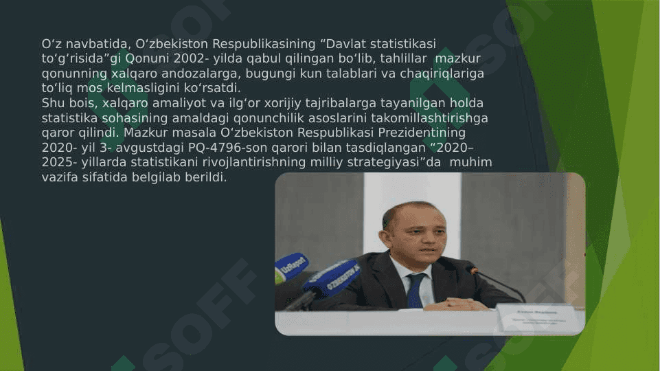 Rasmiy Statistika to'g'risidagi qonunning mazmun va mohiyati 4
