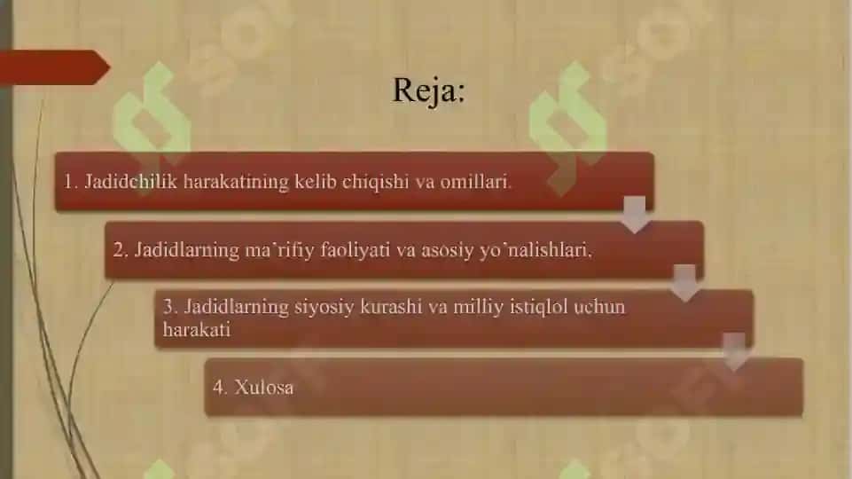 JADID MA'RIFATPARVARLARINING O'LKA IJTIMOIY-MA'NAVIY hayotida tutgan orni haqidagi taqdimot 2