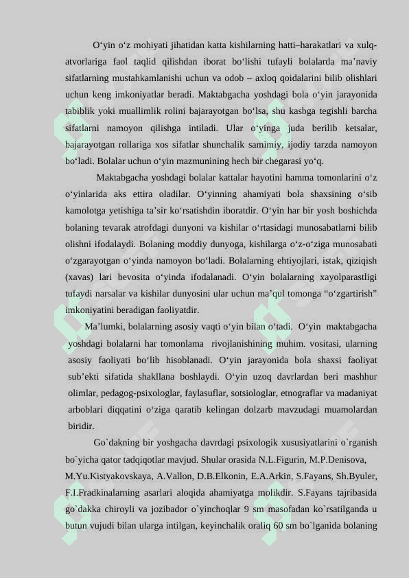 O’yin bog’cha yoshidagi bolalarda yetakchi faoliyat sifatida 2