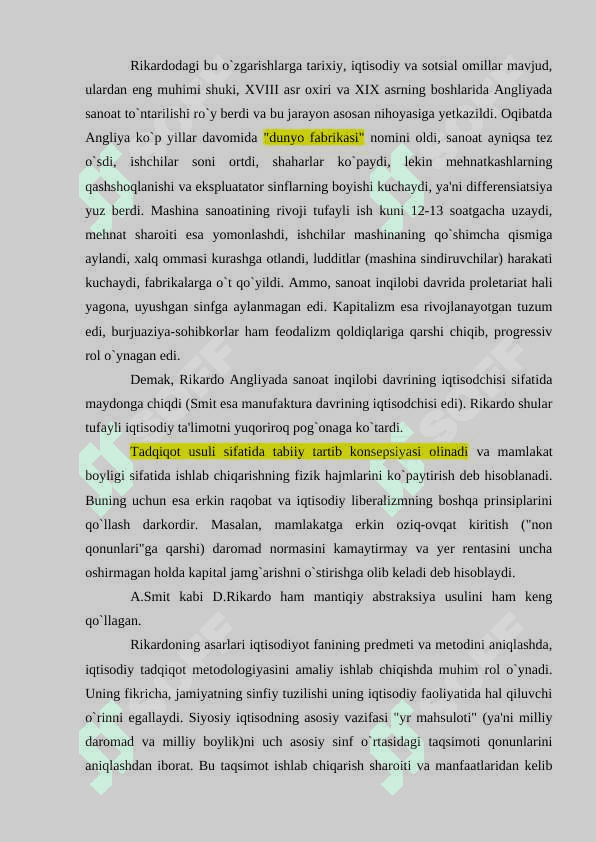D.RIKARDO, J.B.SEY, T.MALTUS VA BOSHQALARNING IQTISODIY TA'LIMOTLARI 3