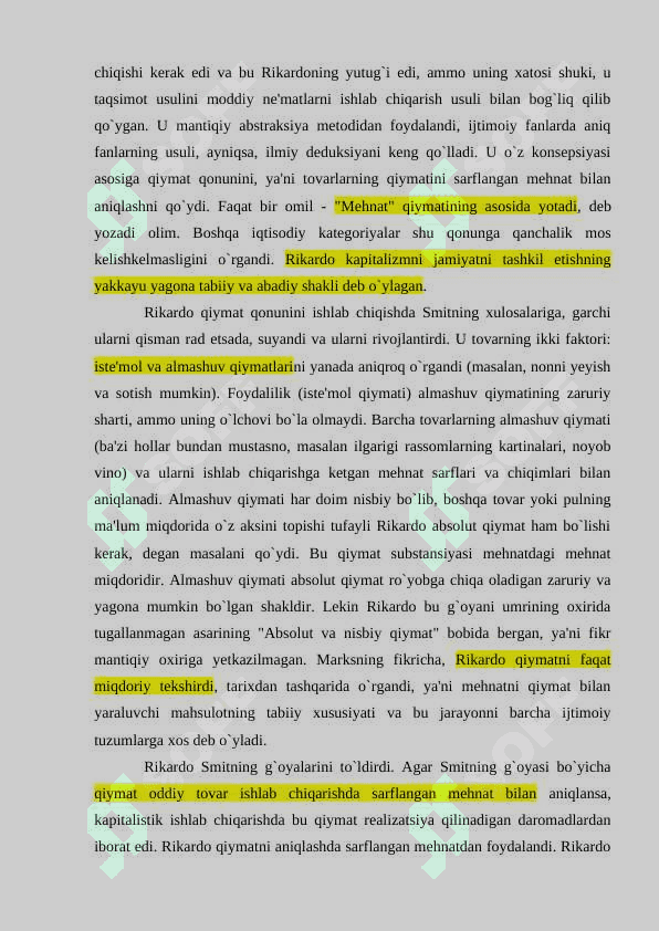 D.RIKARDO, J.B.SEY, T.MALTUS VA BOSHQALARNING IQTISODIY TA'LIMOTLARI 4