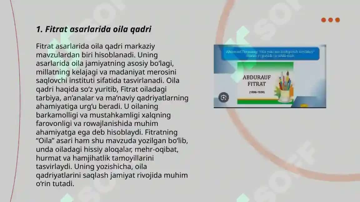 A.Fitratning ,,Oila asari'' haqida 3