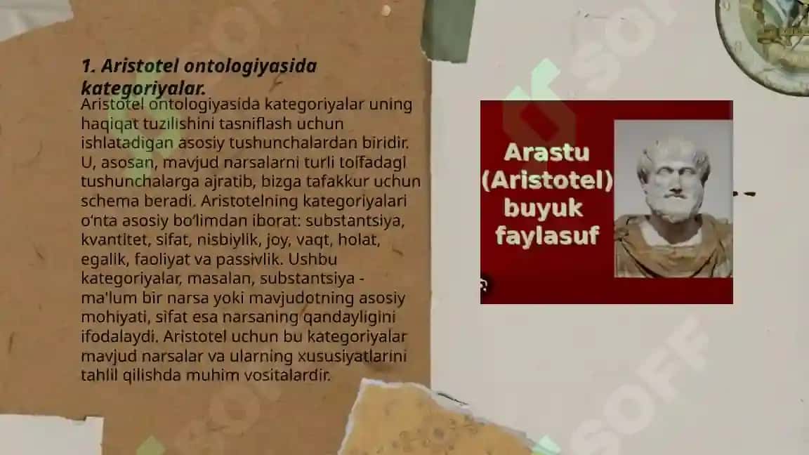 Arestotel, Farobiy va Kant ontologiyasida kategoryalarninig tasnifi 3