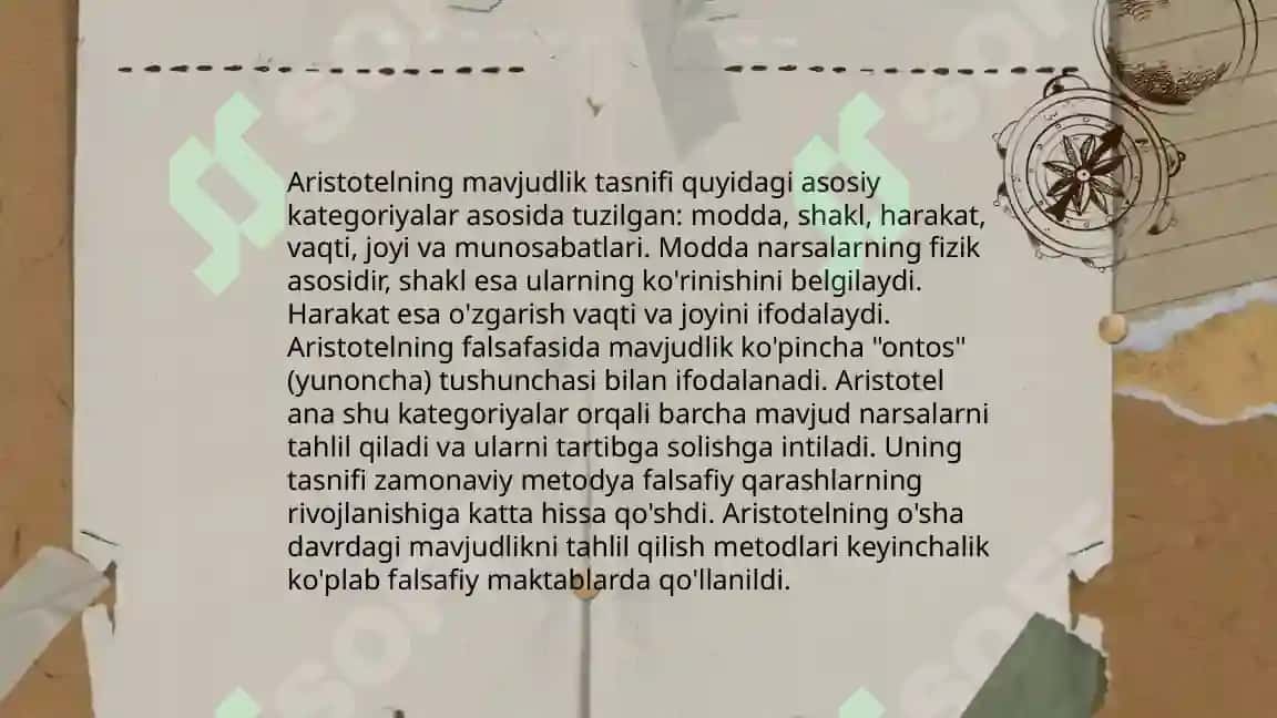 Arestotel, Farobiy va Kant ontologiyasida kategoryalarninig tasnifi 4