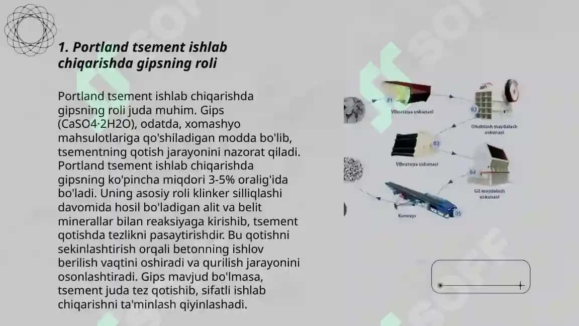 Portland sement ishlab chiqarishda gipsning roli. siment ishlab chiqarishda ishlatiladigan kimyoviy brikmalar 3