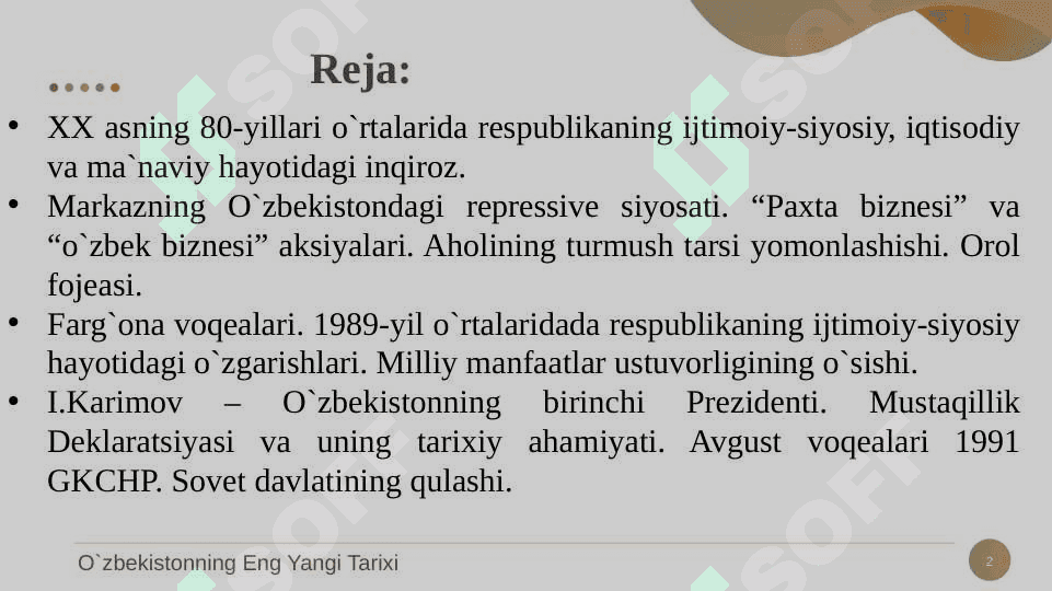 Mustaqillik arafasida O'zbekistondagi ijtimoiy-siyosiy vaziyat 2