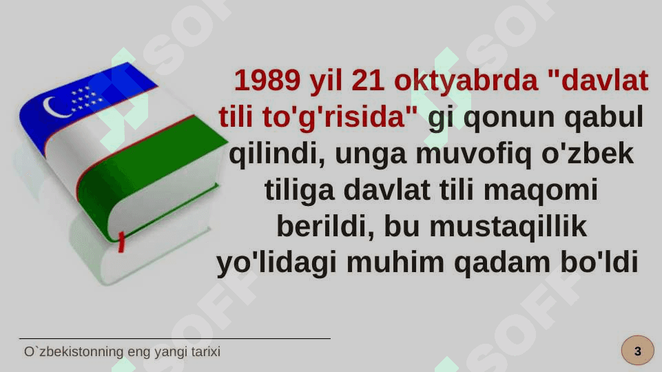 MUSTAQIL O'ZBEKISTON RESPUBLIKASINING TASHKIL TOPISHI VA UNING TARIXIY AHAMIYATI. O'ZBEKISTONNING O'ZIGA XOS ISTIQLOL VA TARAQQIYOT YO'LI. 3