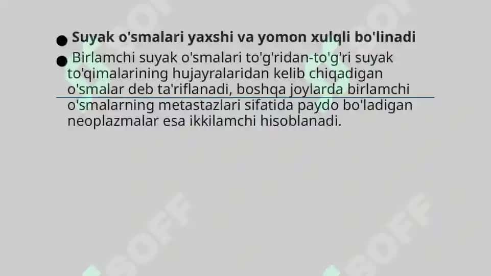 Suyakning xavfsiz, xavfli o‘smalari va o‘simtasimon jarayonlari 2