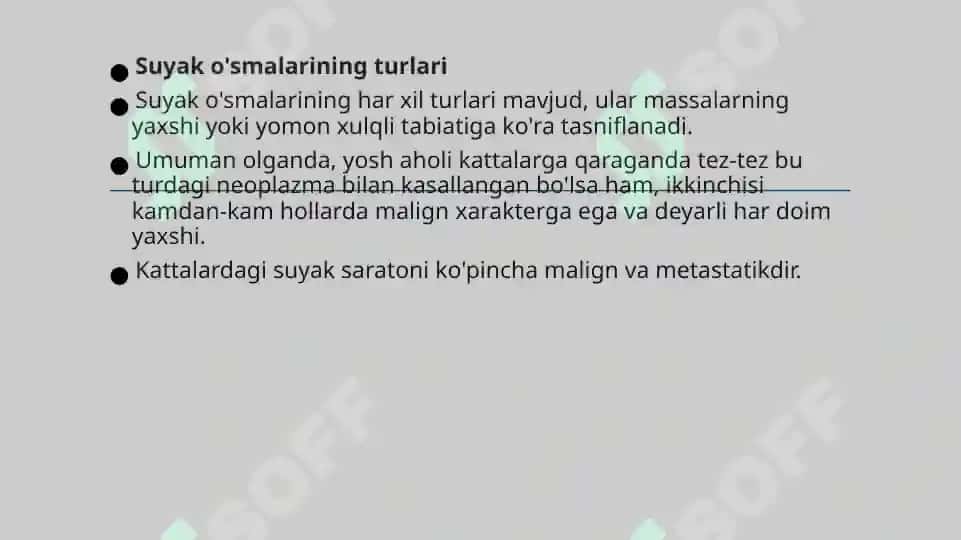 Suyakning xavfsiz, xavfli o‘smalari va o‘simtasimon jarayonlari 6