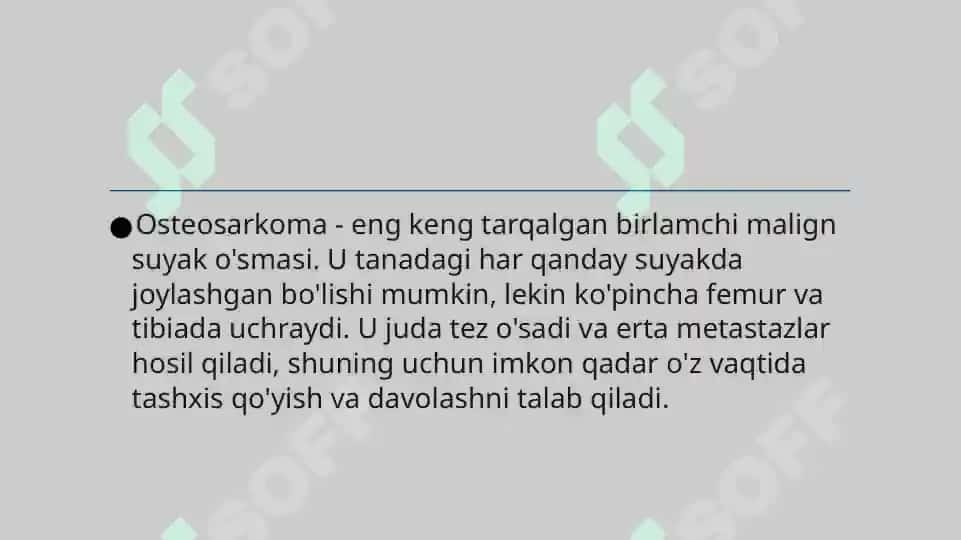Suyakning xavfsiz, xavfli o‘smalari va o‘simtasimon jarayonlari 7