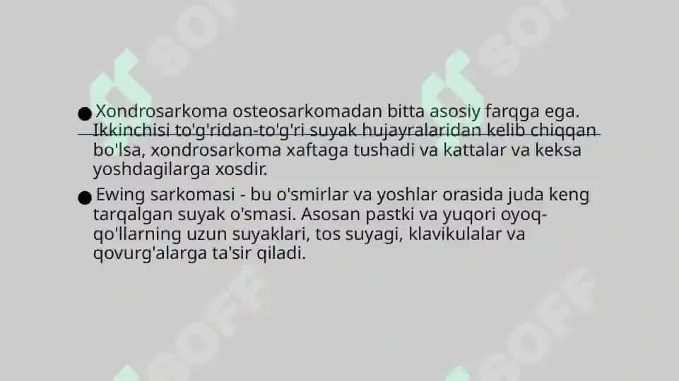 Suyakning xavfsiz, xavfli o‘smalari va o‘simtasimon jarayonlari 8