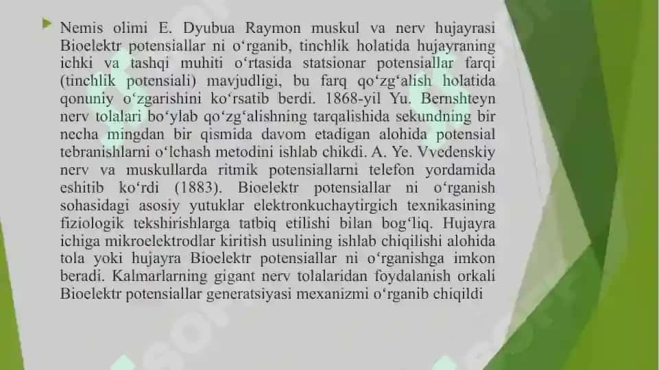 BIOLOGIK TO'QIMALARNING ELEKTR XOSSALARI. 4