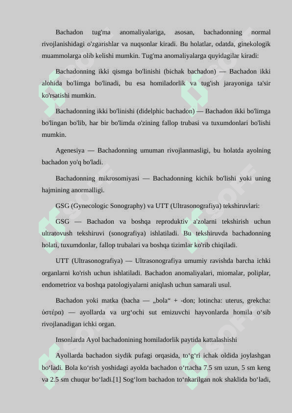 BACHADON TUG'MA ANOMALIYALARI.GSG VA UTT TEKSHIRUVLARI 2