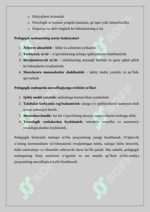 Pedagogik faoliyatda muloqot glossariy glossariy 2