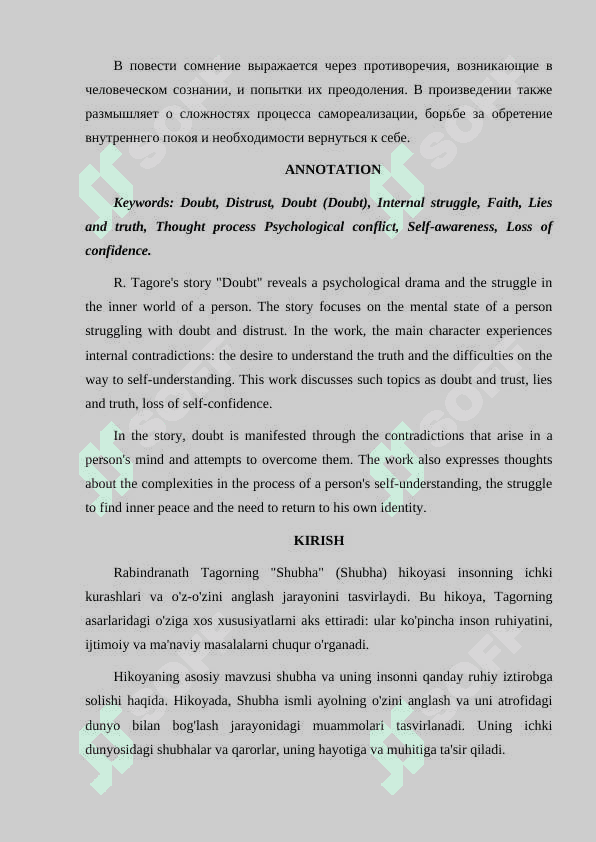 R TAGOR HIKOYALARIDAN ,,SHUBHA " ASARI BO'YICHA 2