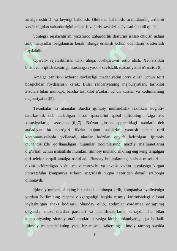 IJTIMOIY MUHANDISLIK USULLARI VA ULARNING OLDINI OLISH YO'LLARI 8