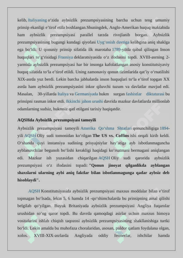 O’zbekiston Respublikasi konstitutsiyasida aybsizlik prezumptsiyasi 24 4