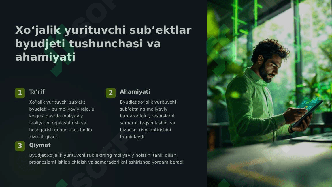 Xo‘jalik yurituvchi sub’ekt byudjeti mohiyati va uni shakllantirish 2 3