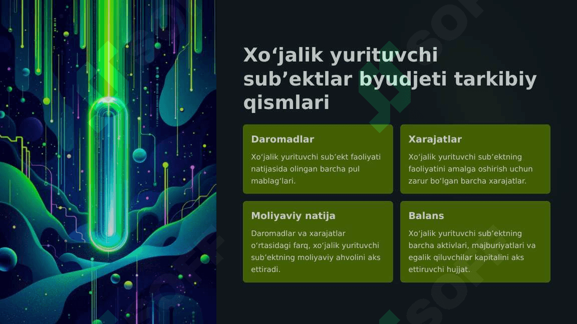 Xo‘jalik yurituvchi sub’ekt byudjeti mohiyati va uni shakllantirish 2 4